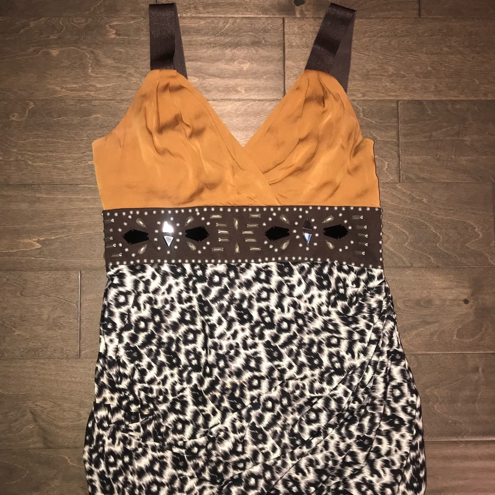 BeBe-Silk and Satin mini animal dress- Size M